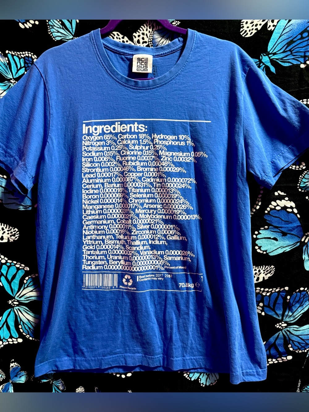 Nutritional Information Label For the Human Body T-shirt Size L